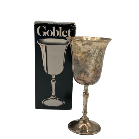 Leonard Silver Plated Goblets #816 set 7 Tarnished Goth Feast Dark Academia Vtg - Picture 2 of 5